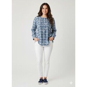 Old Navy - L - Large - Blue and White Cotton Tunic - Long Sleeves - CUTE